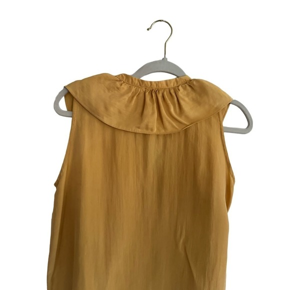 Vintage Silk Sleeveless Blouse Size Small Yellow Ruffle - Picture 6 of 6